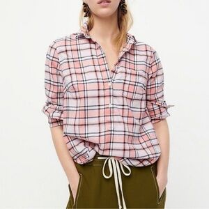 J Crew Classic Popover in Rose Tartan Flannel
